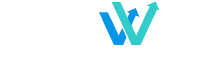 Logo with text Growth Trendz in white and a growth arrow icon in light blue and teal