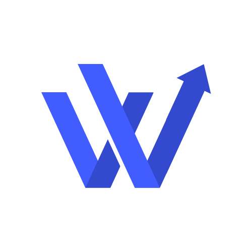Growth Trendz logo icon with two blue V shapes, with the right-most upward bar ends in an arrow indicating growth.