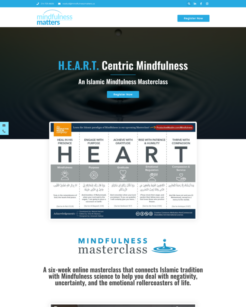 Mindfulness Masterclass Landing page screenshot