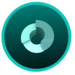 Light and dark teal circle with a 3D pie chart in shades of teal