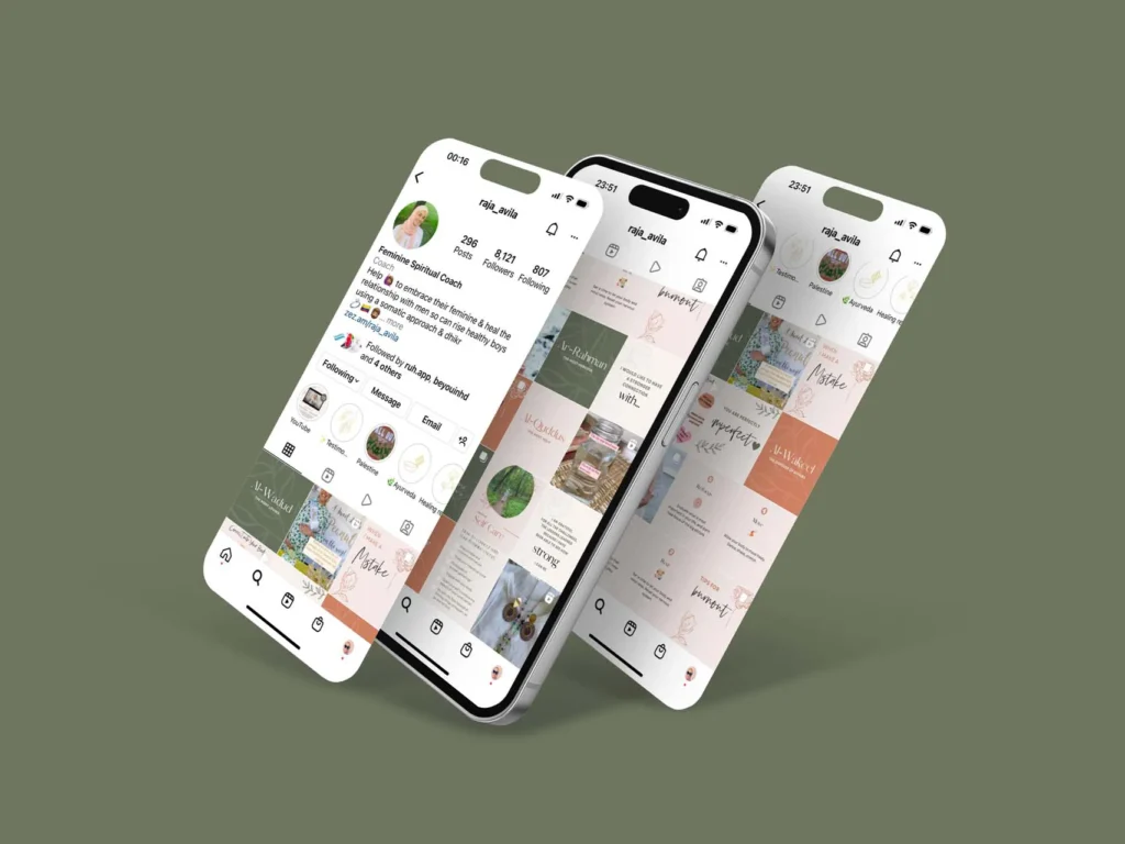 Social media management iPhone multiple screens Instagram feed mockup for Scared Sister managed by Growth Trendz