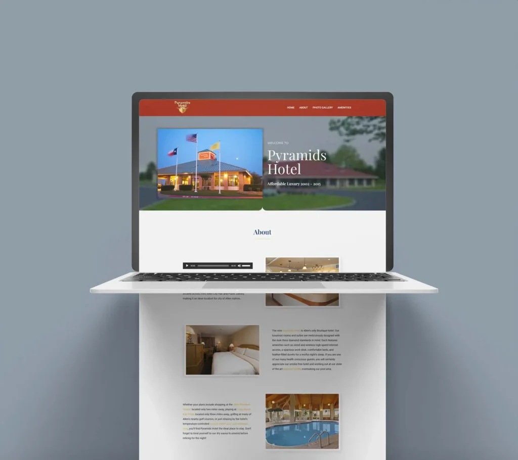 A laptop with a webpage screenshot on a gray background