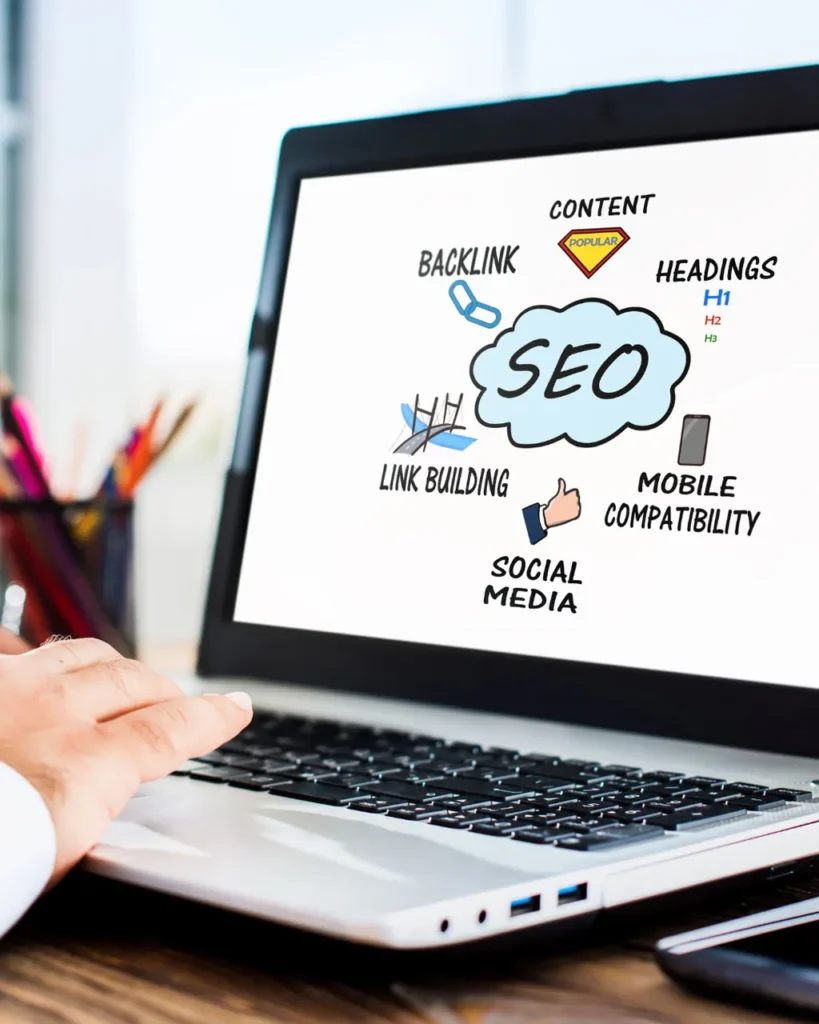 SEO concept on laptop screen