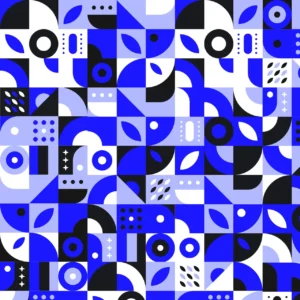 Dallas Web Design & Digital Marketing Agency 20 Abstract design with a blue and black color scheme, showcasing geometric shapes and circular patterns.